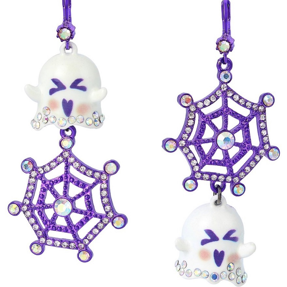 Festive Ghost and web drop earrings